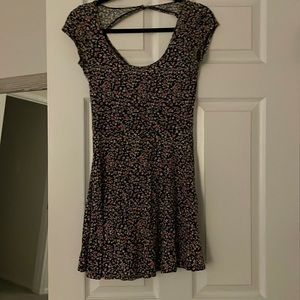 Black floral skater dress